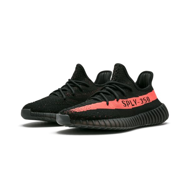 yeezy shoes black and red